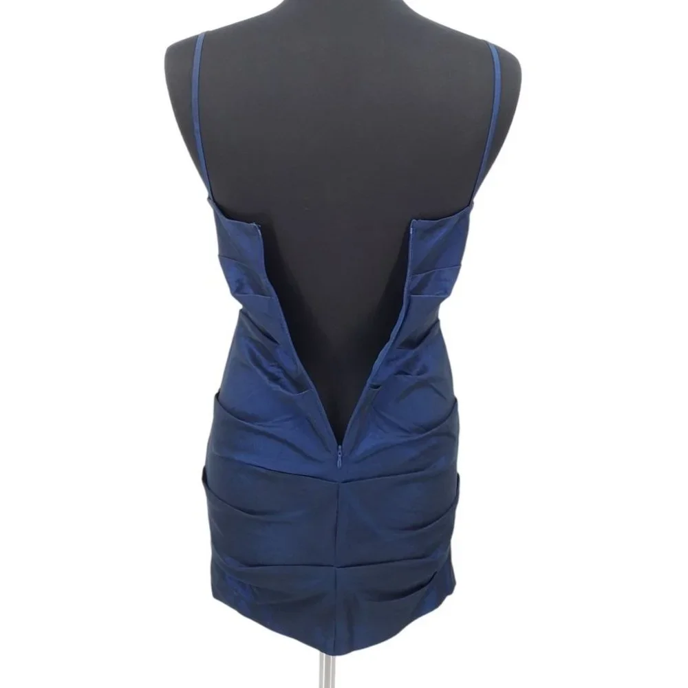 Hailey Logan by Adrianna Papell Blue Taffeta Black Sequin Party Dress Size 5/6_6